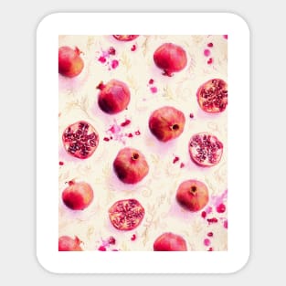 Painted Pomegranates with Gold Leaf Pattern Sticker